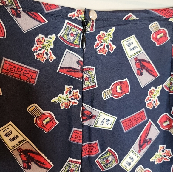 Desert Diva Sherry Holt Horse Ruffle Hem Maxi Skirt Blue Red Size Small Vintage - Picture 10 of 16